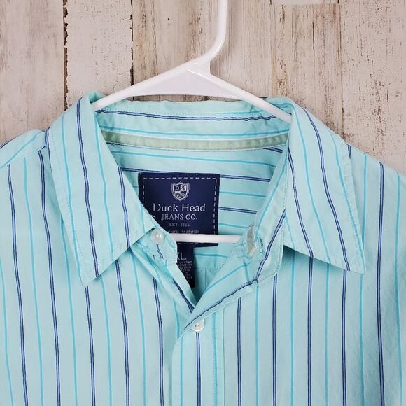 Duck Head Striped Button Down Shirt Blue Size XL - Picture 7 of 10